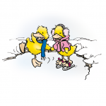 Zwei Enten auf dem Eis